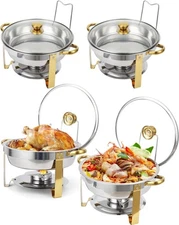 2/4pcs Chafing Dish for Buffet Set Catering Food Warmer 5QT Round Chafing Dishes