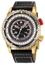 GV2 By Gevril Men's 3510S Contasecondi Automatic Black Leather Swiss Wristwatch