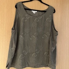 Citron Santa Monica Sz 3 Pullover Sleeveless Floral Tunic Blouse Top 100% Silk