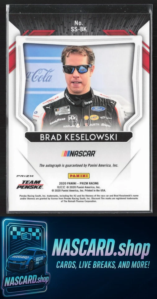 2018 Panini Prizm #SS-BK Brad Keselowski Scripted Signatures Gold Prizm #/10 - Image 2 of 2