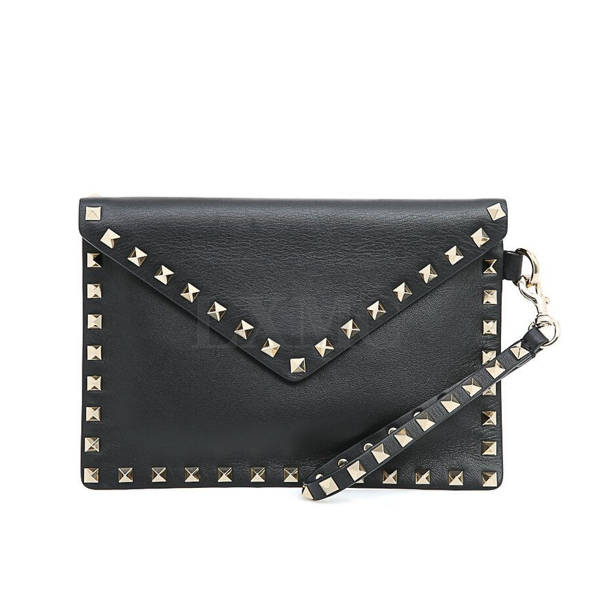 Valentino Rockstud Flap Clutch Pouch in Black VW2P0P87 88090896