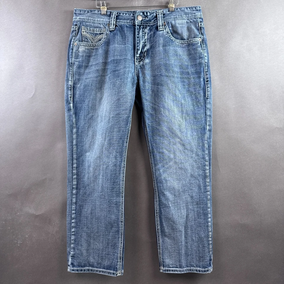 Rock Roll Cowboy Jeans Mens 38x28 Blue Pistol Stackable Boot Western (Tag36x30) - Image 2 of 4