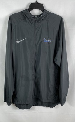Nike Men's UCLA Essential Windbreaker Jacket Gray Hooded Full Zip Size XL