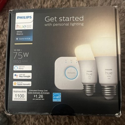Philips Hue White A19 Bluetooth 75W Smart LED Starter Kit