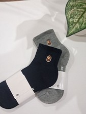 BAPE A Bathing Ape Crew Socks 2-Pack Black Gray Embroidered Logo Streetwear