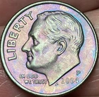 2004-P Roosevelt Dime Beautiful Brilliant Violet/Rainbow Toned Coin   #15
