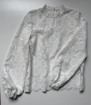 VILA, Bluse, Tunika, Größe 36, Weiß, Häkel Style, Spitze, Romantik Look, Neu - Bild 1 von 4