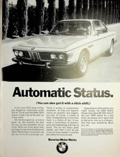 Original 1971 Vintage Print Ad: Ft. BMW, Bavarian Motor Works-Automatic Status.
