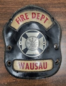 Leather Fire Fighter Helmet Shield Wausau Wisconsin Fire Department