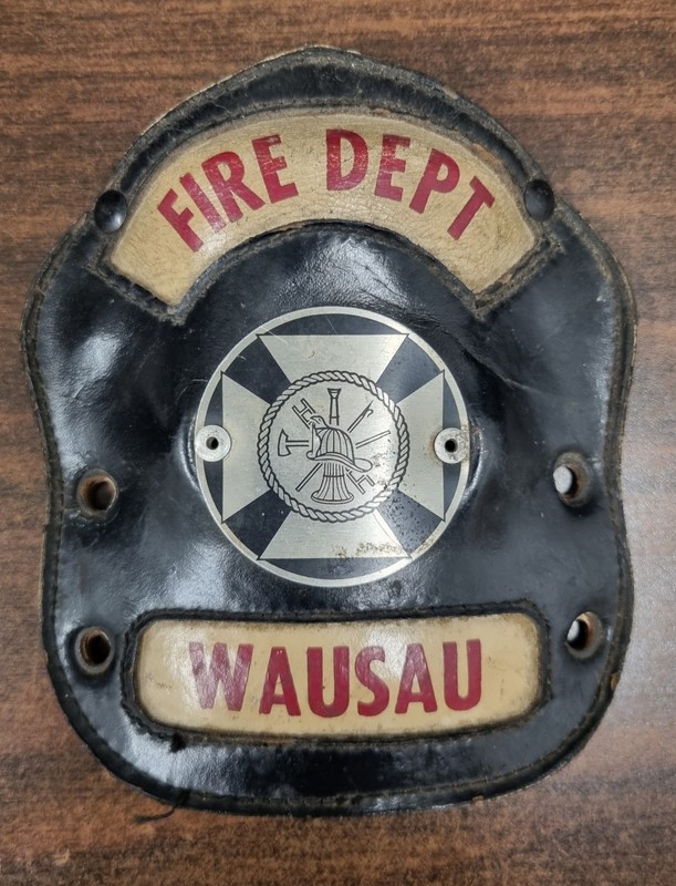 Leather Fire Fighter Helmet Shield Wausau Wisconsin Fire Department
