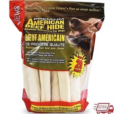 Rawhide Bones Large Dogs Dental Health Chews Durable USA Beefhide 20 Pack