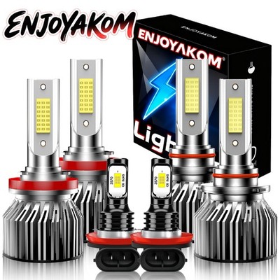 6000K White LED Headlight Hi Low Beam + Fog Light Bulbs For Mazda 3 2010-2013