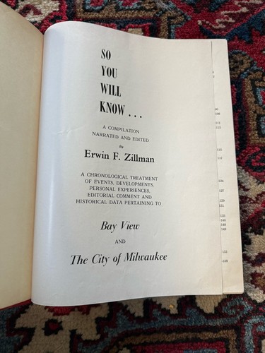 So you will know HISTORICAL DATA BAY VIEW OBSERVER MKE WI 1966 ERWIN ZILLMAN - Picture 3 of 9