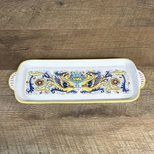 Nova Deruta Italian Raffaellesco Pottery Serving Plate Dish Tray Dragons-15”x5.5