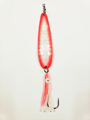 Salmon  Spoon McOmie's 3 1/4'' Orange Peel Glow Spoon w/Hoochie