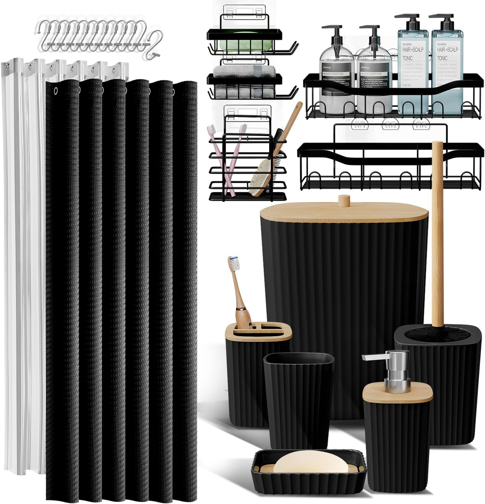 25-Piece Bathroom Accessory Set with Shower Caddy and Essentials