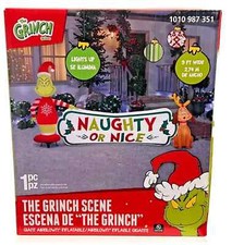 9 Ft. W Led Grinch And Max Naughty Or Nice Christmas Airblownยฎ Inflatable Gemmy