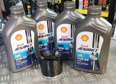 Inspektionskit 4 Liter Shell Advance Ultra15w-50 Öl synthetisch + Ducati Ölfilter