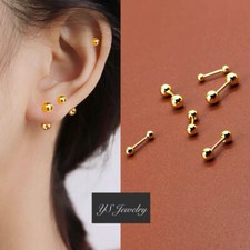 Womens Girls Surgical Steel Small Round Ball Stud Earrings Screw Back 3/4/5mm