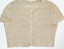 Nw3 Hobbs Willow Pleated Short Jacket Beige Bolero 100% Cotton Size 10 Vgc