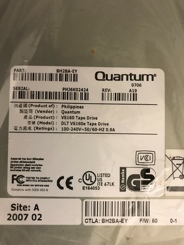 QUANTUM External Tape Drive P/N: BH2BA-YF Model: DLT VS160e SCSI LVD - Picture 4 of 5