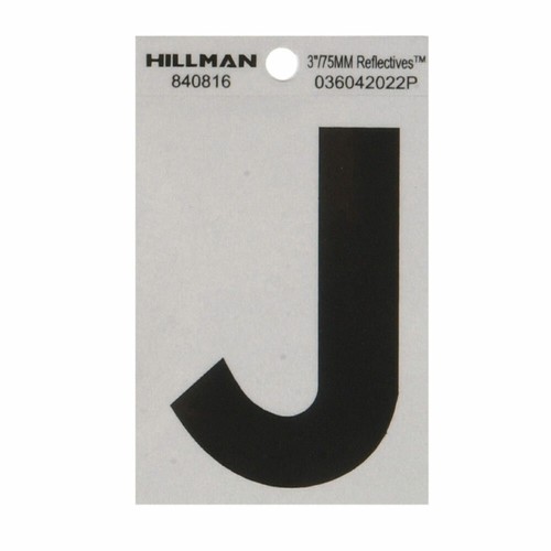 Hillman #840816 3" Silver & Back Adhesive Mailbox Letter "J"