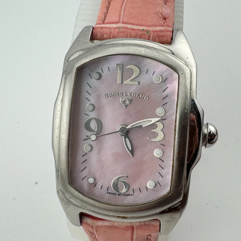 Swiss Legend 石英手表女式 30 米牛肉银色钢制皮革模拟全新面糊 — 第 2/4 张图片
