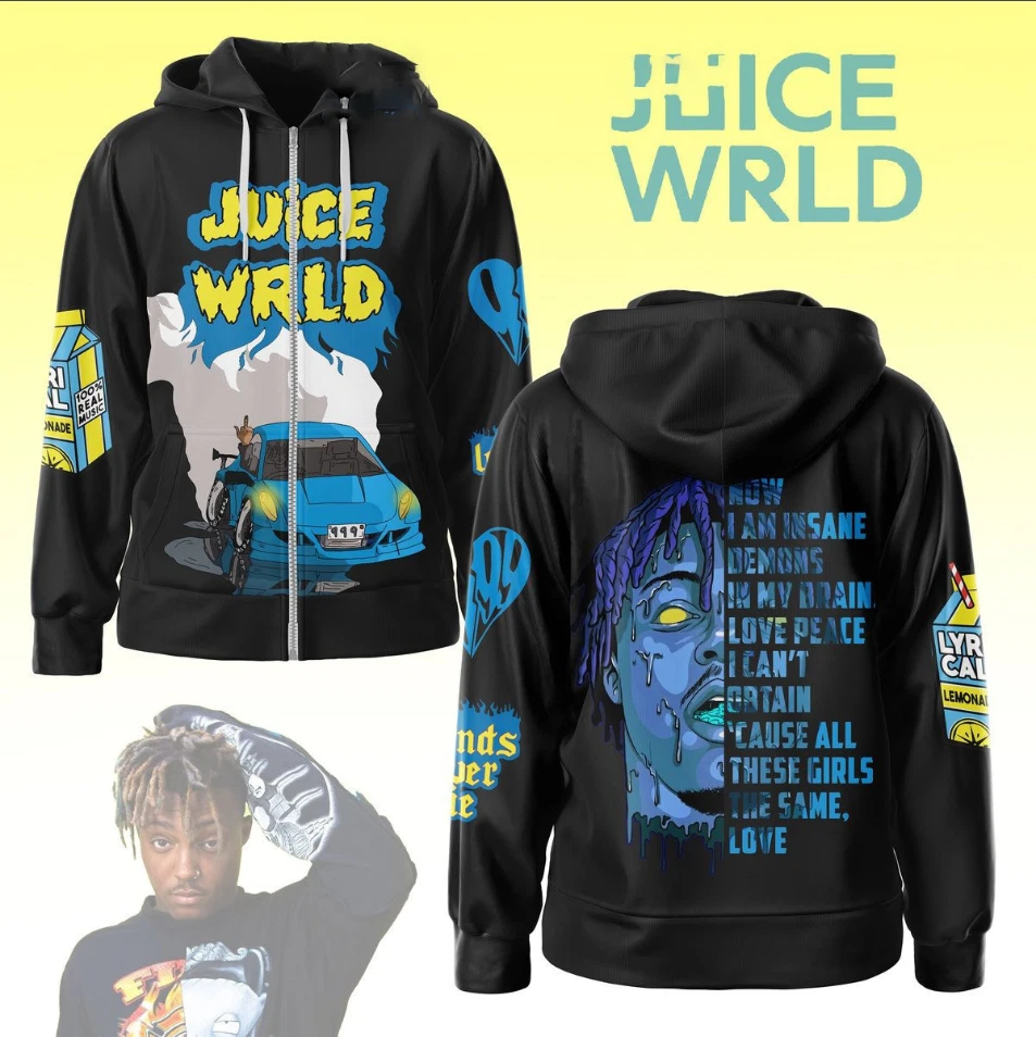 Juice WRLD Legend Never Die Zip 3D Hoodie