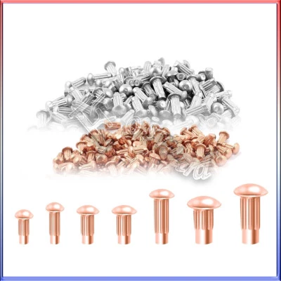 Aluminum/Red Copper Solid Knurled Rivets Half Round for Repairs Boats Aircraft - Image 1 of 3