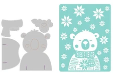 New Retired Sizzix Thinlits Cozy Bear 4pc set + emboss #665496 Retail $14.99