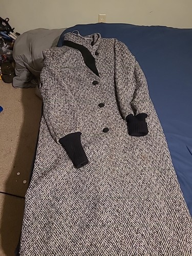 Abrigo Chaqueta Largo Completo Lana Karizma East LTD Espiga Trinchera De Colección Excelente Estado - Imagen 12 de 15