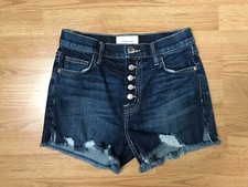 Current Elliot Jean Shorts Womens 26 Button Fly High Waist High Rise Blue Distre