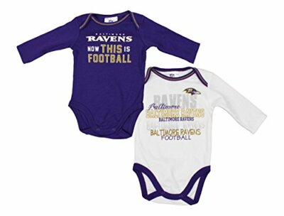 Gerber NFL Baby Baltimore Ravens 2 Pack Long Sleeve Bodysuit Creeper Set