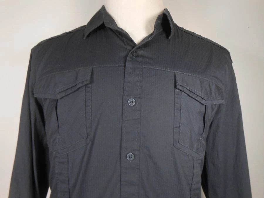 Hermosa Camisa Para Hombre XXL 7 Diamantes Azul Ligeramente Texturizada Rayas Manga Larga Foto 2 de 4