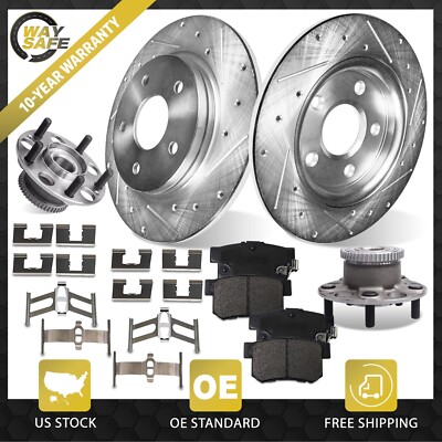 Rear Drilled Brake Rotor Pads Wheel Hub Bearing Kit for Honda Accord 2003 - 07