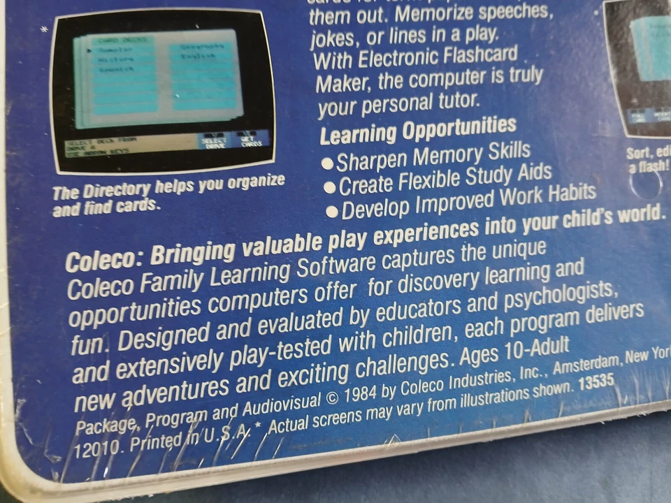Electronic Flashcard Maker (1984) Coleco ADAM Family Learning Software NEW!✅ - Image 4 of 4