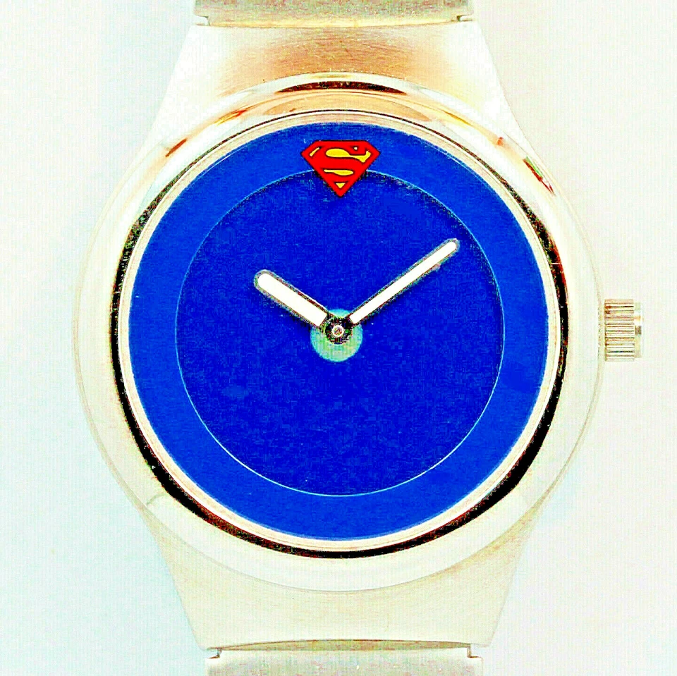 Reloj Superman Big Tic Fossil Warner Bros Raro Sin Usar Nuevo Vintage Banda Metal $79 Foto 2 de 4