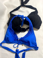 Kenneth Cole New York Reaction Bikini Halter Tops x 2 Size L 38C EXCELLENT