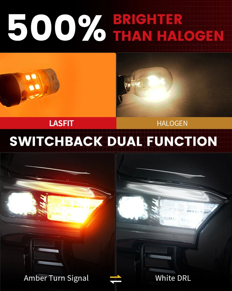 Luz de señal de giro LED 7443 DRL Switchback sin errores para Toyota Tacoma 2024-2025 Foto 2 de 4