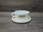 Pyrex Butterfly Gold Gravy Boat & Underplate EUC Retro Vintage Kitsch 77-B