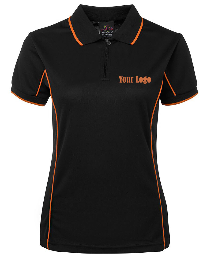 Jb's wear Podium Teamwear Ladies Piping Polo Shirt W/ one custom Embroidery Logo image 3
