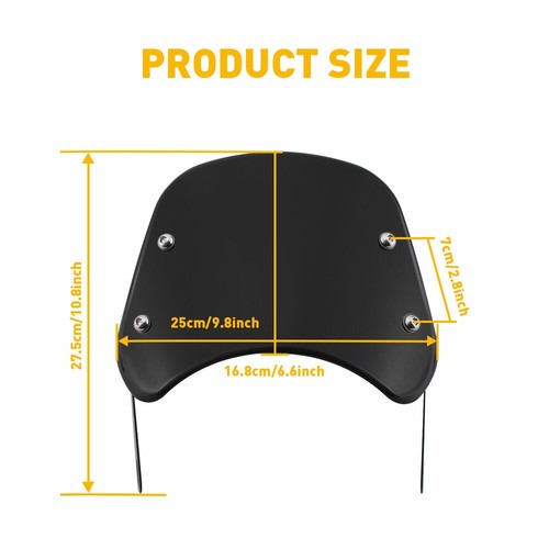 Universal Motorcycle Windshield Wind Deflector Windscreen Motorbike 5"-7" Black - Picture 3 of 12