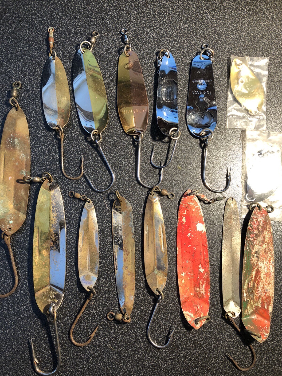 Vintage Fishing Spoons Lot McMahon, Tom Mack, Canadian Wonder, Etc