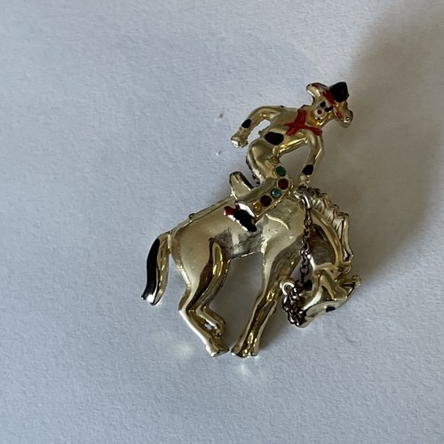 VTG Metal Bucking Bronco Rodeo Cowboy Horse Spring Chasing Pin ...