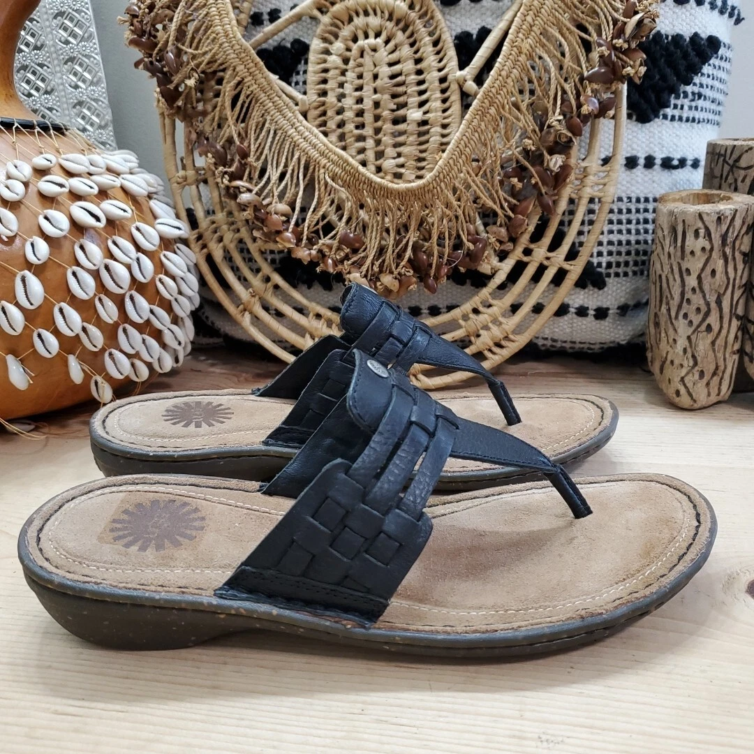 Sandali UGG Jenaya donna 8 39 slide tessuto tanga pelle nera boho comodi