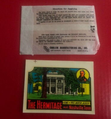 1960 s-70 s Original The Hermitage Tennessee Travel Decal
