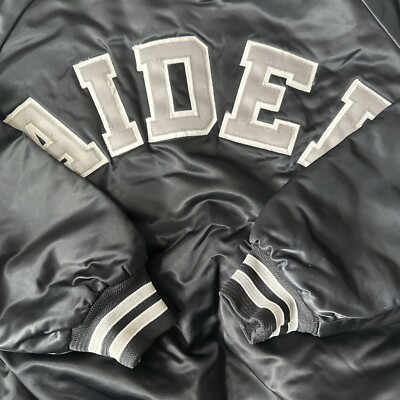 Vintage 90s NFL LA Oakland Vegas Raiders Satin Chalk Line Jacket