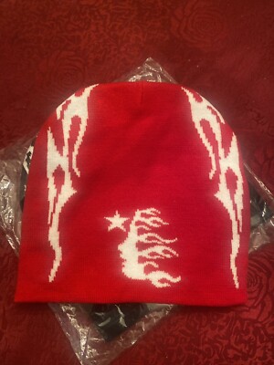 Red Hellstar Beanie With Flames New