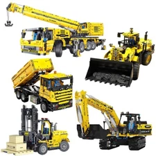 Building Block Motor Toy Car Excavator Crane Loader Trucks Electric Rc Remote