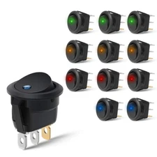 12pcs Round Dot Illuminated Rocker Switch Tilt Switch 20A 12V DC a 9242-